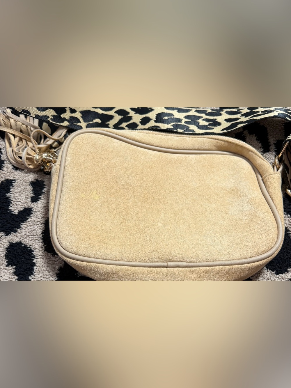 Beige Suede Shoulder Bag - Women